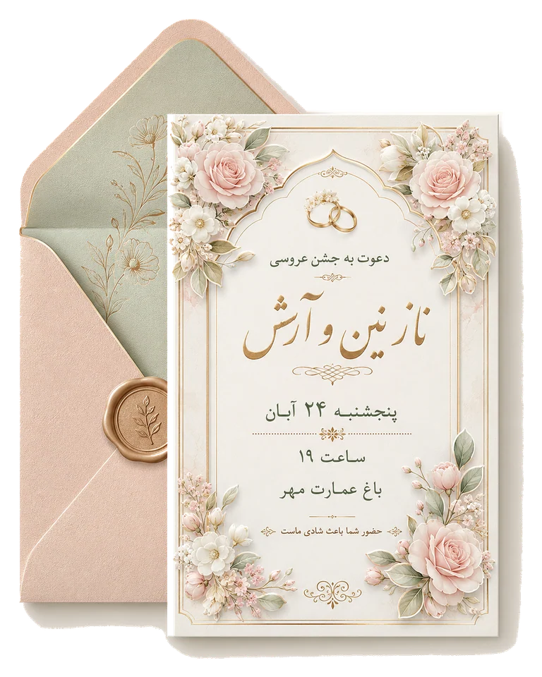 پاکت و کارت دعوت دیجیتال عروسی